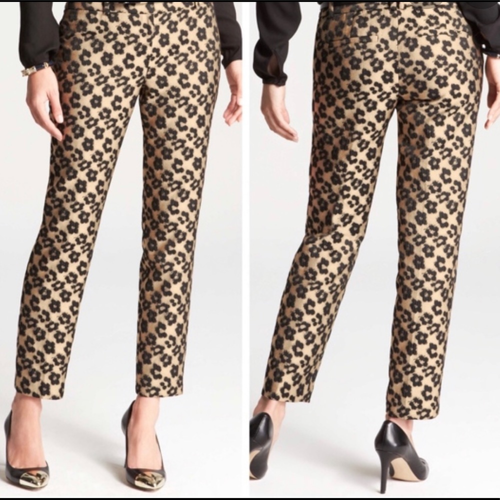 Ann Taylor maven leopard jacquard ankle pants